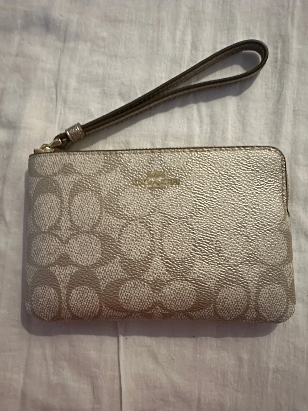 Coach Metallic Signature Wristlet - Champagne Gold
